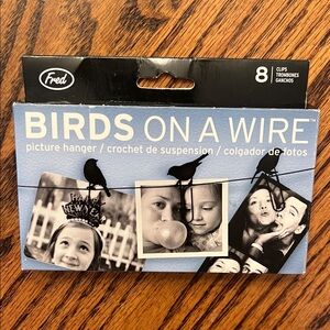 Fred Birds on a Wire Picture Hanger Wall - Black Crows Paper Clips String 8pcs